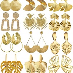 12 Pairs Geometric Earrings Exaggerated Statement Earrings Punk Stylish Sectored Twisted Earring Jewelry for Women and Girls