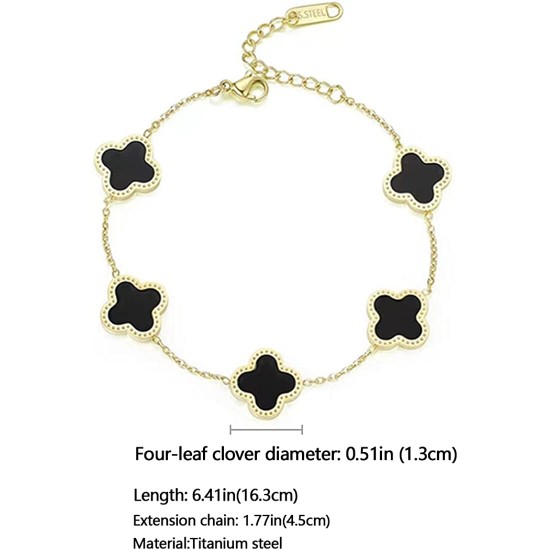 18K Gold Plated Lucky Clover Bracelet for Women Adjustable Fashion Bracelet Jewelry Birthday Gifts for Women Girls