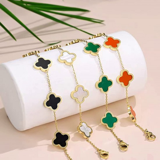 18K Gold Plated Lucky Clover Bracelet for Women Adjustable Fashion Bracelet Jewelry Birthday Gifts for Women Girls