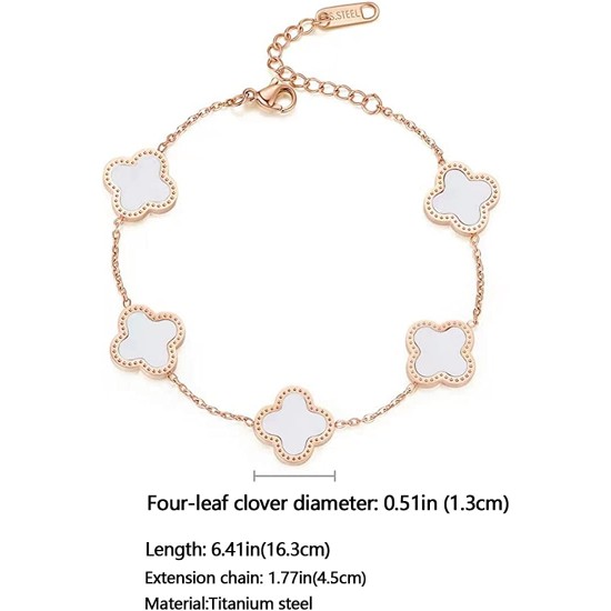 18K Gold Plated Lucky Clover Bracelet for Women Adjustable Fashion Bracelet Jewelry Birthday Gifts for Women Girls