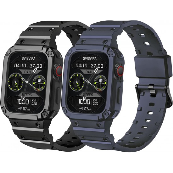 2 Pack Watch Band with Bumper Case Compatible for Apple Watch 45mm 44mm 42mm iWatch Series 8 7 6 5 SE 4 3 2 1 SE Strap, Men Sport Rugged Shockproof Military Replacement Wristband 2 Pack Watch Band with Bumper Case Compatible for Apple Watch 45mm 44mm 42mm iWatch Series 8 7 6 5 SE 4 3 2 1 SE Strap, Men Sport Rugged Shockproof Military Replacement Wristband