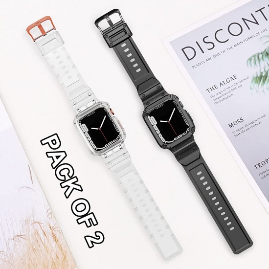 2 Pack Watch Band with Bumper Case Compatible for Apple Watch 45mm 44mm 42mm iWatch Series 8 7 6 5 SE 4 3 2 1 SE Strap, Men Sport Rugged Shockproof Military Replacement Wristband 2 Pack Watch Band with Bumper Case Compatible for Apple Watch 45mm 44mm 42mm iWatch Series 8 7 6 5 SE 4 3 2 1 SE Strap, Men Sport Rugged Shockproof Military Replacement Wristband