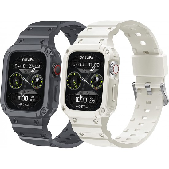 2 Pack Watch Band with Bumper Case Compatible for Apple Watch 45mm 44mm 42mm iWatch Series 8 7 6 5 SE 4 3 2 1 SE Strap, Men Sport Rugged Shockproof Military Replacement Wristband 2 Pack Watch Band with Bumper Case Compatible for Apple Watch 45mm 44mm 42mm iWatch Series 8 7 6 5 SE 4 3 2 1 SE Strap, Men Sport Rugged Shockproof Military Replacement Wristband