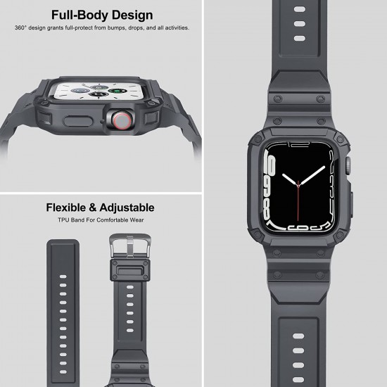 2 Pack Watch Band with Bumper Case Compatible for Apple Watch 45mm 44mm 42mm iWatch Series 8 7 6 5 SE 4 3 2 1 SE Strap, Men Sport Rugged Shockproof Military Replacement Wristband 2 Pack Watch Band with Bumper Case Compatible for Apple Watch 45mm 44mm 42mm iWatch Series 8 7 6 5 SE 4 3 2 1 SE Strap, Men Sport Rugged Shockproof Military Replacement Wristband