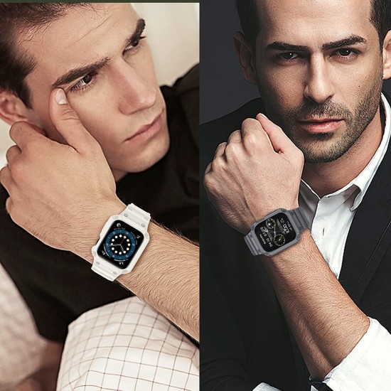 2 Pack Watch Band with Bumper Case Compatible for Apple Watch 45mm 44mm 42mm iWatch Series 8 7 6 5 SE 4 3 2 1 SE Strap, Men Sport Rugged Shockproof Military Replacement Wristband 2 Pack Watch Band with Bumper Case Compatible for Apple Watch 45mm 44mm 42mm iWatch Series 8 7 6 5 SE 4 3 2 1 SE Strap, Men Sport Rugged Shockproof Military Replacement Wristband