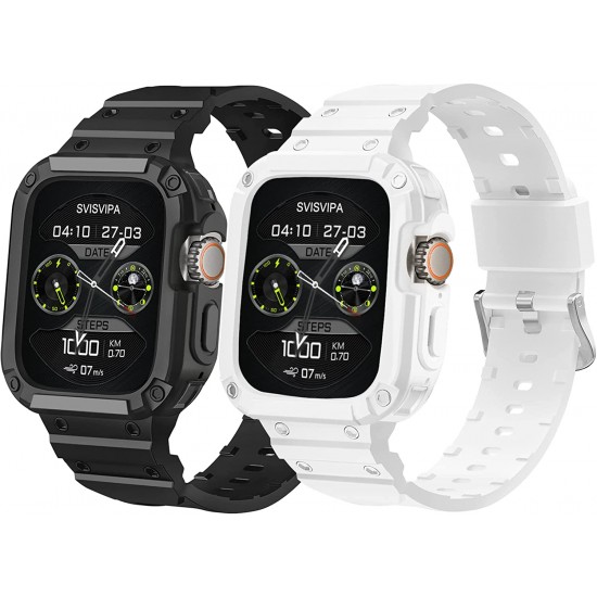 2 Pack Watch Band with Bumper Case Compatible for Apple Watch 45mm 44mm 42mm iWatch Series 8 7 6 5 SE 4 3 2 1 SE Strap, Men Sport Rugged Shockproof Military Replacement Wristband 2 Pack Watch Band with Bumper Case Compatible for Apple Watch 45mm 44mm 42mm iWatch Series 8 7 6 5 SE 4 3 2 1 SE Strap, Men Sport Rugged Shockproof Military Replacement Wristband