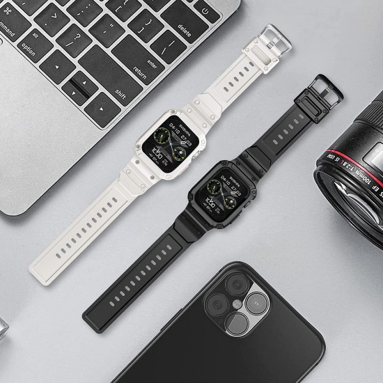 2 Pack Watch Band with Bumper Case Compatible for Apple Watch 45mm 44mm 42mm iWatch Series 8 7 6 5 SE 4 3 2 1 SE Strap, Men Sport Rugged Shockproof Military Replacement Wristband 2 Pack Watch Band with Bumper Case Compatible for Apple Watch 45mm 44mm 42mm iWatch Series 8 7 6 5 SE 4 3 2 1 SE Strap, Men Sport Rugged Shockproof Military Replacement Wristband