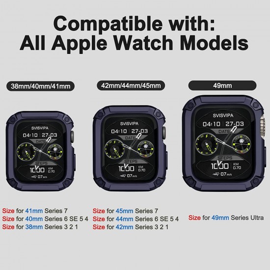 2 Pack Watch Band with Bumper Case Compatible for Apple Watch 45mm 44mm 42mm iWatch Series 8 7 6 5 SE 4 3 2 1 SE Strap, Men Sport Rugged Shockproof Military Replacement Wristband 2 Pack Watch Band with Bumper Case Compatible for Apple Watch 45mm 44mm 42mm iWatch Series 8 7 6 5 SE 4 3 2 1 SE Strap, Men Sport Rugged Shockproof Military Replacement Wristband