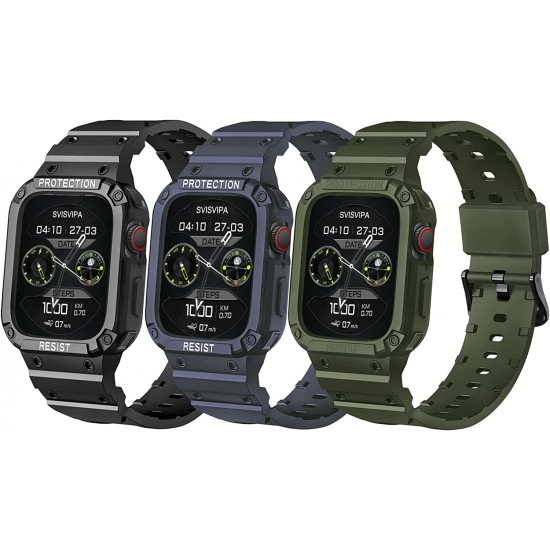 2 Pack Watch Band with Bumper Case Compatible for Apple Watch 45mm 44mm 42mm iWatch Series 8 7 6 5 SE 4 3 2 1 SE Strap, Men Sport Rugged Shockproof Military Replacement Wristband 2 Pack Watch Band with Bumper Case Compatible for Apple Watch 45mm 44mm 42mm iWatch Series 8 7 6 5 SE 4 3 2 1 SE Strap, Men Sport Rugged Shockproof Military Replacement Wristband