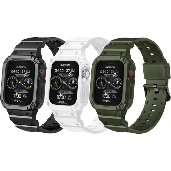2 Pack Watch Band with Bumper Case Compatible for Apple Watch 45mm 44mm 42mm iWatch Series 8 7 6 5 SE 4 3 2 1 SE Strap, Men Sport Rugged Shockproof Military Replacement Wristband 2 Pack Watch Band with Bumper Case Compatible for Apple Watch 45mm 44mm 42mm iWatch Series 8 7 6 5 SE 4 3 2 1 SE Strap, Men Sport Rugged Shockproof Military Replacement Wristband