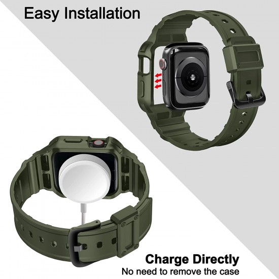2 Pack Watch Band with Bumper Case Compatible for Apple Watch 45mm 44mm 42mm iWatch Series 8 7 6 5 SE 4 3 2 1 SE Strap, Men Sport Rugged Shockproof Military Replacement Wristband 2 Pack Watch Band with Bumper Case Compatible for Apple Watch 45mm 44mm 42mm iWatch Series 8 7 6 5 SE 4 3 2 1 SE Strap, Men Sport Rugged Shockproof Military Replacement Wristband
