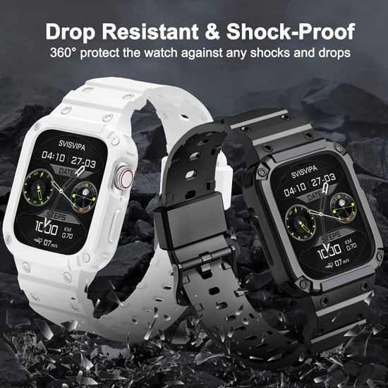 2 Pack Watch Band with Bumper Case Compatible for Apple Watch 45mm 44mm 42mm iWatch Series 8 7 6 5 SE 4 3 2 1 SE Strap, Men Sport Rugged Shockproof Military Replacement Wristband 2 Pack Watch Band with Bumper Case Compatible for Apple Watch 45mm 44mm 42mm iWatch Series 8 7 6 5 SE 4 3 2 1 SE Strap, Men Sport Rugged Shockproof Military Replacement Wristband