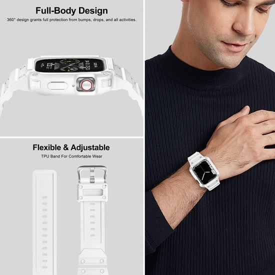 2 Pack Watch Band with Bumper Case Compatible for Apple Watch 45mm 44mm 42mm iWatch Series 8 7 6 5 SE 4 3 2 1 SE Strap, Men Sport Rugged Shockproof Military Replacement Wristband 2 Pack Watch Band with Bumper Case Compatible for Apple Watch 45mm 44mm 42mm iWatch Series 8 7 6 5 SE 4 3 2 1 SE Strap, Men Sport Rugged Shockproof Military Replacement Wristband