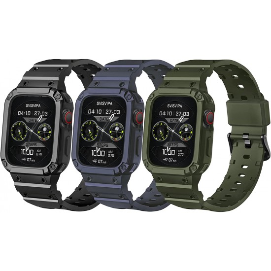 2 Pack Watch Band with Bumper Case Compatible for Apple Watch 45mm 44mm 42mm iWatch Series 8 7 6 5 SE 4 3 2 1 SE Strap, Men Sport Rugged Shockproof Military Replacement Wristband 2 Pack Watch Band with Bumper Case Compatible for Apple Watch 45mm 44mm 42mm iWatch Series 8 7 6 5 SE 4 3 2 1 SE Strap, Men Sport Rugged Shockproof Military Replacement Wristband