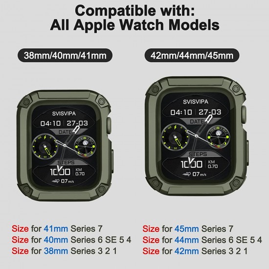 2 Pack Watch Band with Bumper Case Compatible for Apple Watch 45mm 44mm 42mm iWatch Series 8 7 6 5 SE 4 3 2 1 SE Strap, Men Sport Rugged Shockproof Military Replacement Wristband 2 Pack Watch Band with Bumper Case Compatible for Apple Watch 45mm 44mm 42mm iWatch Series 8 7 6 5 SE 4 3 2 1 SE Strap, Men Sport Rugged Shockproof Military Replacement Wristband