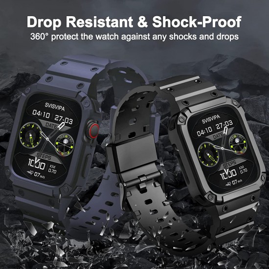 2 Pack Watch Band with Bumper Case Compatible for Apple Watch 45mm 44mm 42mm iWatch Series 8 7 6 5 SE 4 3 2 1 SE Strap, Men Sport Rugged Shockproof Military Replacement Wristband 2 Pack Watch Band with Bumper Case Compatible for Apple Watch 45mm 44mm 42mm iWatch Series 8 7 6 5 SE 4 3 2 1 SE Strap, Men Sport Rugged Shockproof Military Replacement Wristband