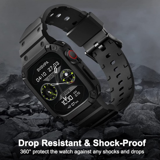 2 Pack Watch Band with Bumper Case Compatible for Apple Watch 45mm 44mm 42mm iWatch Series 8 7 6 5 SE 4 3 2 1 SE Strap, Men Sport Rugged Shockproof Military Replacement Wristband 2 Pack Watch Band with Bumper Case Compatible for Apple Watch 45mm 44mm 42mm iWatch Series 8 7 6 5 SE 4 3 2 1 SE Strap, Men Sport Rugged Shockproof Military Replacement Wristband