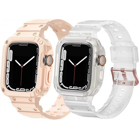 2 Pack Watch Band with Bumper Case Compatible for Apple Watch 45mm 44mm 42mm iWatch Series 8 7 6 5 SE 4 3 2 1 SE Strap, Men Sport Rugged Shockproof Military Replacement Wristband 2 Pack Watch Band with Bumper Case Compatible for Apple Watch 45mm 44mm 42mm iWatch Series 8 7 6 5 SE 4 3 2 1 SE Strap, Men Sport Rugged Shockproof Military Replacement Wristband