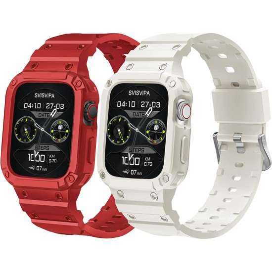 2 Pack Watch Band with Bumper Case Compatible for Apple Watch 45mm 44mm 42mm iWatch Series 8 7 6 5 SE 4 3 2 1 SE Strap, Men Sport Rugged Shockproof Military Replacement Wristband 2 Pack Watch Band with Bumper Case Compatible for Apple Watch 45mm 44mm 42mm iWatch Series 8 7 6 5 SE 4 3 2 1 SE Strap, Men Sport Rugged Shockproof Military Replacement Wristband