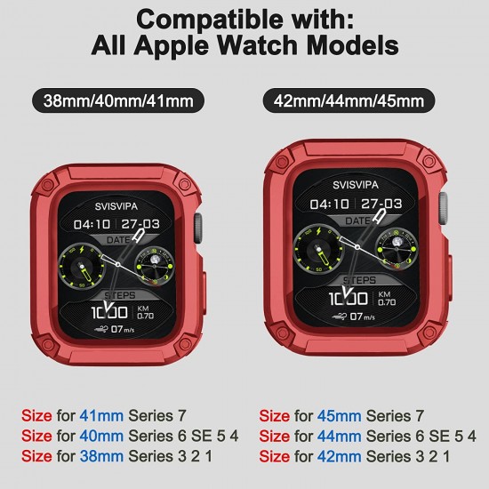 2 Pack Watch Band with Bumper Case Compatible for Apple Watch 45mm 44mm 42mm iWatch Series 8 7 6 5 SE 4 3 2 1 SE Strap, Men Sport Rugged Shockproof Military Replacement Wristband 2 Pack Watch Band with Bumper Case Compatible for Apple Watch 45mm 44mm 42mm iWatch Series 8 7 6 5 SE 4 3 2 1 SE Strap, Men Sport Rugged Shockproof Military Replacement Wristband
