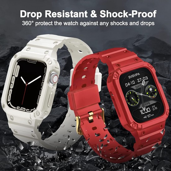 2 Pack Watch Band with Bumper Case Compatible for Apple Watch 45mm 44mm 42mm iWatch Series 8 7 6 5 SE 4 3 2 1 SE Strap, Men Sport Rugged Shockproof Military Replacement Wristband 2 Pack Watch Band with Bumper Case Compatible for Apple Watch 45mm 44mm 42mm iWatch Series 8 7 6 5 SE 4 3 2 1 SE Strap, Men Sport Rugged Shockproof Military Replacement Wristband