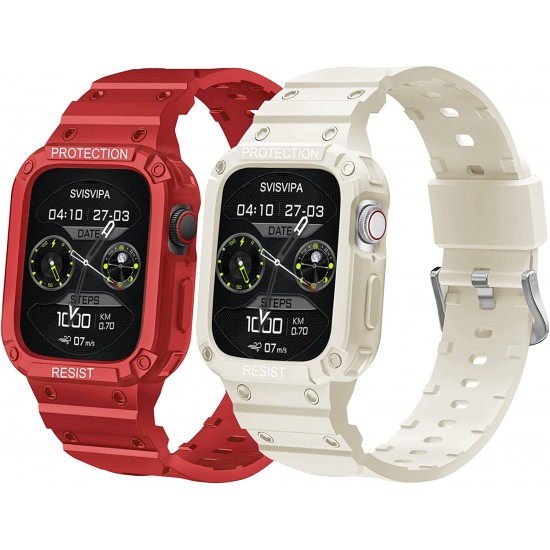2 Pack Watch Band with Bumper Case Compatible for Apple Watch 45mm 44mm 42mm iWatch Series 8 7 6 5 SE 4 3 2 1 SE Strap, Men Sport Rugged Shockproof Military Replacement Wristband 2 Pack Watch Band with Bumper Case Compatible for Apple Watch 45mm 44mm 42mm iWatch Series 8 7 6 5 SE 4 3 2 1 SE Strap, Men Sport Rugged Shockproof Military Replacement Wristband