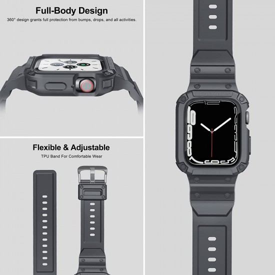 2 Pack Watch Band with Bumper Case Compatible for Apple Watch 45mm 44mm 42mm iWatch Series 8 7 6 5 SE 4 3 2 1 SE Strap, Men Sport Rugged Shockproof Military Replacement Wristband 2 Pack Watch Band with Bumper Case Compatible for Apple Watch 45mm 44mm 42mm iWatch Series 8 7 6 5 SE 4 3 2 1 SE Strap, Men Sport Rugged Shockproof Military Replacement Wristband