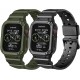 2 Pack Watch Band with Bumper Case Compatible for Apple Watch 45mm 44mm 42mm iWatch Series 8 7 6 5 SE 4 3 2 1 SE Strap, Men Sport Rugged Shockproof Military Replacement Wristband