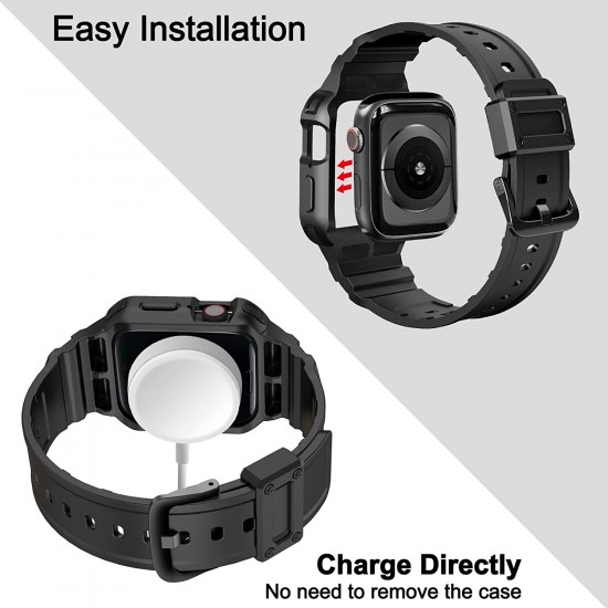 2 Pack Watch Band with Bumper Case Compatible for Apple Watch 45mm 44mm 42mm iWatch Series 8 7 6 5 SE 4 3 2 1 SE Strap, Men Sport Rugged Shockproof Military Replacement Wristband 2 Pack Watch Band with Bumper Case Compatible for Apple Watch 45mm 44mm 42mm iWatch Series 8 7 6 5 SE 4 3 2 1 SE Strap, Men Sport Rugged Shockproof Military Replacement Wristband