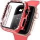 2 in 1 Waterproof Bling Case Compatible for Apple Watch Ultra Series 8 7 6 5 4 SE with Tempered Glass Screen Protector, Women Glitter Diamond Rhinestone Bumper 360 Protective Hard PC Cover for iWatch