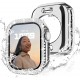 2 in 1 Waterproof Bling Case Compatible for Apple Watch Ultra Series 8 7 6 5 4 SE with Tempered Glass Screen Protector, Women Glitter Diamond Rhinestone Bumper 360 Protective Hard PC Cover for iWatch