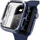 2 in 1 Waterproof Bling Case Compatible for Apple Watch Ultra Series 8 7 6 5 4 SE with Tempered Glass Screen Protector, Women Glitter Diamond Rhinestone Bumper 360 Protective Hard PC Cover for iWatch