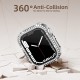 2 in 1 Waterproof Bling Case Compatible for Apple Watch Ultra Series 8 7 6 5 4 SE with Tempered Glass Screen Protector, Women Glitter Diamond Rhinestone Bumper 360 Protective Hard PC Cover for iWatch