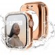 2 in 1 Waterproof Bling Case Compatible for Apple Watch Ultra Series 8 7 6 5 4 SE with Tempered Glass Screen Protector, Women Glitter Diamond Rhinestone Bumper 360 Protective Hard PC Cover for iWatch