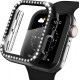 2 in 1 Waterproof Bling Case Compatible for Apple Watch Ultra Series 8 7 6 5 4 SE with Tempered Glass Screen Protector, Women Glitter Diamond Rhinestone Bumper 360 Protective Hard PC Cover for iWatch