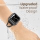 2 in 1 Waterproof Bling Case Compatible for Apple Watch Ultra Series 8 7 6 5 4 SE with Tempered Glass Screen Protector, Women Glitter Diamond Rhinestone Bumper 360 Protective Hard PC Cover for iWatch