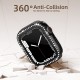 2 in 1 Waterproof Bling Case Compatible for Apple Watch Ultra Series 8 7 6 5 4 SE with Tempered Glass Screen Protector, Women Glitter Diamond Rhinestone Bumper 360 Protective Hard PC Cover for iWatch