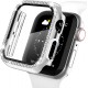 2 in 1 Waterproof Bling Case Compatible for Apple Watch Ultra Series 8 7 6 5 4 SE with Tempered Glass Screen Protector, Women Glitter Diamond Rhinestone Bumper 360 Protective Hard PC Cover for iWatch