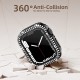 2 in 1 Waterproof Bling Case Compatible for Apple Watch Ultra Series 8 7 6 5 4 SE with Tempered Glass Screen Protector, Women Glitter Diamond Rhinestone Bumper 360 Protective Hard PC Cover for iWatch