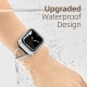 2 in 1 Waterproof Bling Case Compatible for Apple Watch Ultra Series 8 7 6 5 4 SE with Tempered Glass Screen Protector, Women Glitter Diamond Rhinestone Bumper 360 Protective Hard PC Cover for iWatch