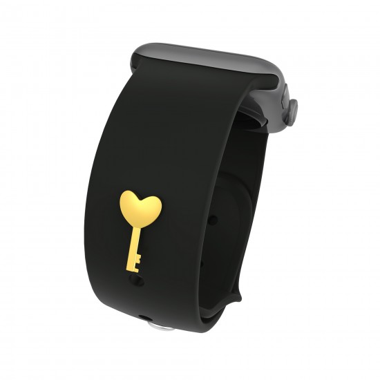 Smart Watch Band Charms For Apple Watch Straps Accessory Band Decorative Stud Charms Sport Silicone Band Charms-Heart Key Shape