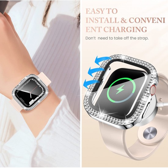 4 Pack Watch Bumper Bling Case for Apple Watch Series 8 7 6 5 4 SE 3 2 1, Women Glitter Diamond Rhinestone Protector Cover for iWatch Accessories 4 Pack Watch Bumper Bling Case for Apple Watch Series 8 7 6 5 4 SE 3 2 1, Women Glitter Diamond Rhinestone Protector Cover for iWatch Accessories
