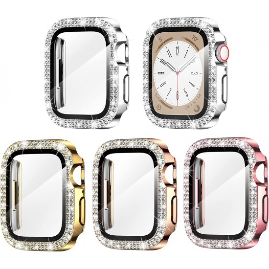 4 Pack Watch Bumper Bling Case for Apple Watch Series 8 7 6 5 4 SE 3 2 1, Women Glitter Diamond Rhinestone Protector Cover for iWatch Accessories 4 Pack Watch Bumper Bling Case for Apple Watch Series 8 7 6 5 4 SE 3 2 1, Women Glitter Diamond Rhinestone Protector Cover for iWatch Accessories