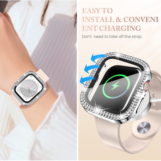 4 Pack Watch Bumper Bling Case for Apple Watch Series 8 7 6 5 4 SE 3 2 1, Women Glitter Diamond Rhinestone Protector Cover for iWatch Accessories 4 Pack Watch Bumper Bling Case for Apple Watch Series 8 7 6 5 4 SE 3 2 1, Women Glitter Diamond Rhinestone Protector Cover for iWatch Accessories