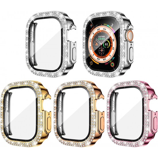4 Pack Watch Bumper Bling Case for Apple Watch Series 8 7 6 5 4 SE 3 2 1, Women Glitter Diamond Rhinestone Protector Cover for iWatch Accessories 4 Pack Watch Bumper Bling Case for Apple Watch Series 8 7 6 5 4 SE 3 2 1, Women Glitter Diamond Rhinestone Protector Cover for iWatch Accessories
