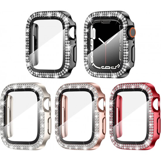 4 Pack Watch Bumper Bling Case for Apple Watch Series 8 7 6 5 4 SE 3 2 1, Women Glitter Diamond Rhinestone Protector Cover for iWatch Accessories 4 Pack Watch Bumper Bling Case for Apple Watch Series 8 7 6 5 4 SE 3 2 1, Women Glitter Diamond Rhinestone Protector Cover for iWatch Accessories