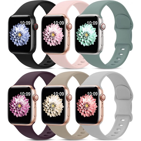 6 Pack Sport Bands Compatible with Apple Watch Band 38mm 40mm 41mm 42mm 44mm 45mm 49mm,Soft Silicone Waterproof Strap Compatible with iWatch Apple Watch Series Ultra 8 7 6 5 4 3 2 1 SE Women Men 6 Pack Sport Bands Compatible with Apple Watch Band 38mm 40mm 41mm 42mm 44mm 45mm 49mm,Soft Silicone Waterproof Strap Compatible with iWatch Apple Watch Series Ultra 8 7 6 5 4 3 2 1 SE Women Men