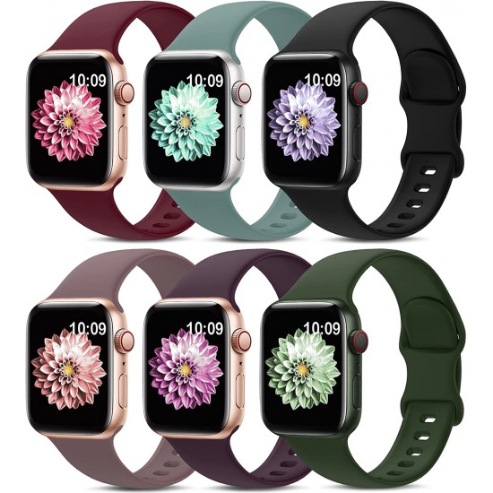 6 Pack Sport Bands Compatible with Apple Watch Band 38mm 40mm 41mm 42mm 44mm 45mm 49mm,Soft Silicone Waterproof Strap Compatible with iWatch Apple Watch Series Ultra 8 7 6 5 4 3 2 1 SE Women Men 6 Pack Sport Bands Compatible with Apple Watch Band 38mm 40mm 41mm 42mm 44mm 45mm 49mm,Soft Silicone Waterproof Strap Compatible with iWatch Apple Watch Series Ultra 8 7 6 5 4 3 2 1 SE Women Men