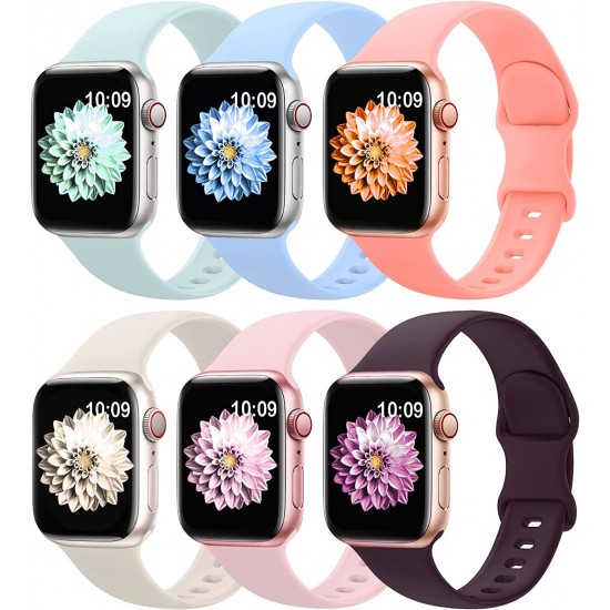 6 Pack Sport Bands Compatible with Apple Watch Band 38mm 40mm 41mm 42mm 44mm 45mm 49mm,Soft Silicone Waterproof Strap Compatible with iWatch Apple Watch Series Ultra 8 7 6 5 4 3 2 1 SE Women Men 6 Pack Sport Bands Compatible with Apple Watch Band 38mm 40mm 41mm 42mm 44mm 45mm 49mm,Soft Silicone Waterproof Strap Compatible with iWatch Apple Watch Series Ultra 8 7 6 5 4 3 2 1 SE Women Men