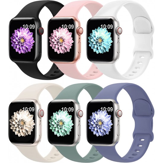 6 Pack Sport Bands Compatible with Apple Watch Band 38mm 40mm 41mm 42mm 44mm 45mm 49mm,Soft Silicone Waterproof Strap Compatible with iWatch Apple Watch Series Ultra 8 7 6 5 4 3 2 1 SE Women Men 6 Pack Sport Bands Compatible with Apple Watch Band 38mm 40mm 41mm 42mm 44mm 45mm 49mm,Soft Silicone Waterproof Strap Compatible with iWatch Apple Watch Series Ultra 8 7 6 5 4 3 2 1 SE Women Men